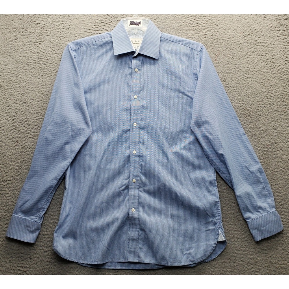 Ted Baker Endurance Dress Shirt Mens 15.5 Multi Striped Flip Cuffs Button-Up